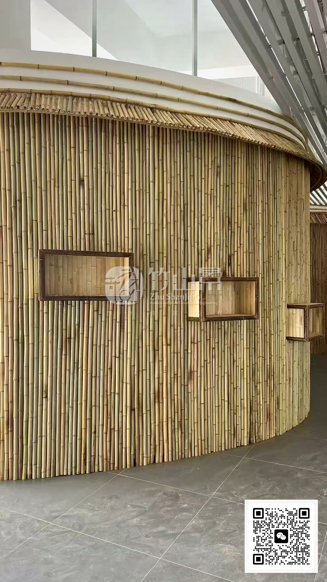 原竹墙面与竹盒展示