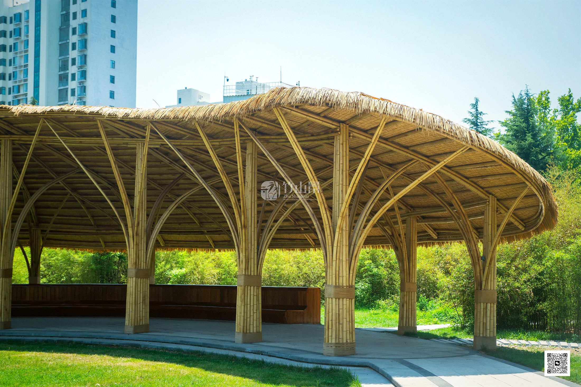 莱西公园竹建筑侧面效果
