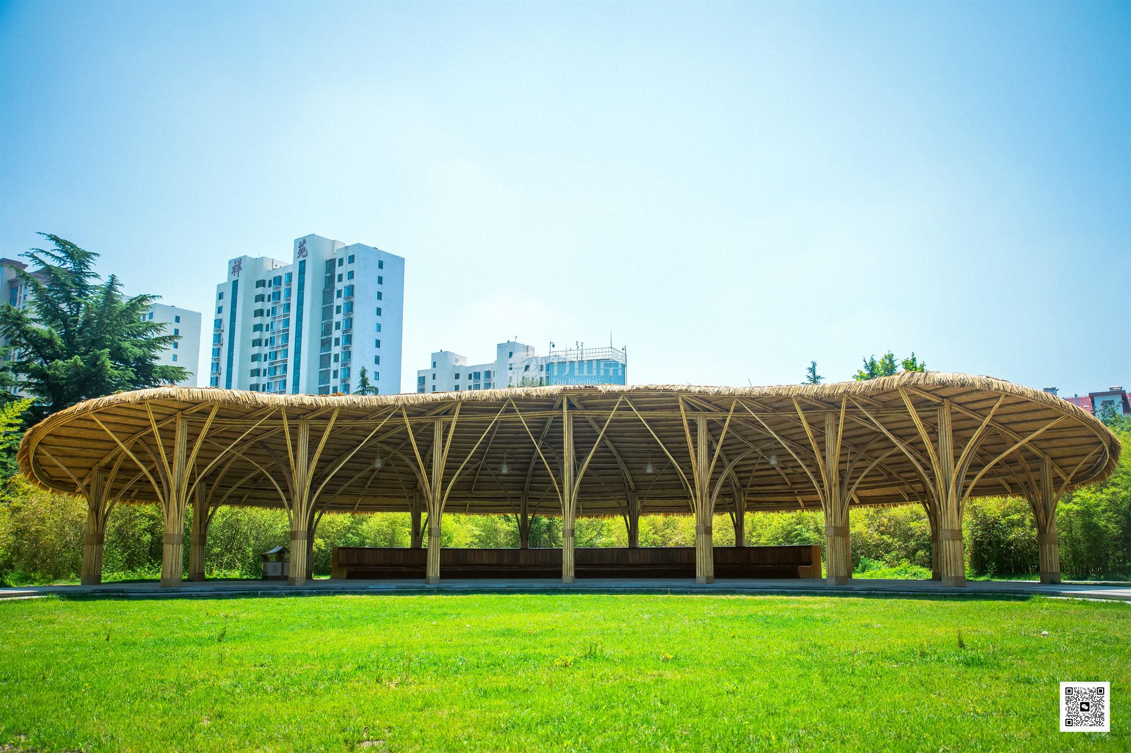 莱西公园竹建筑正面景观