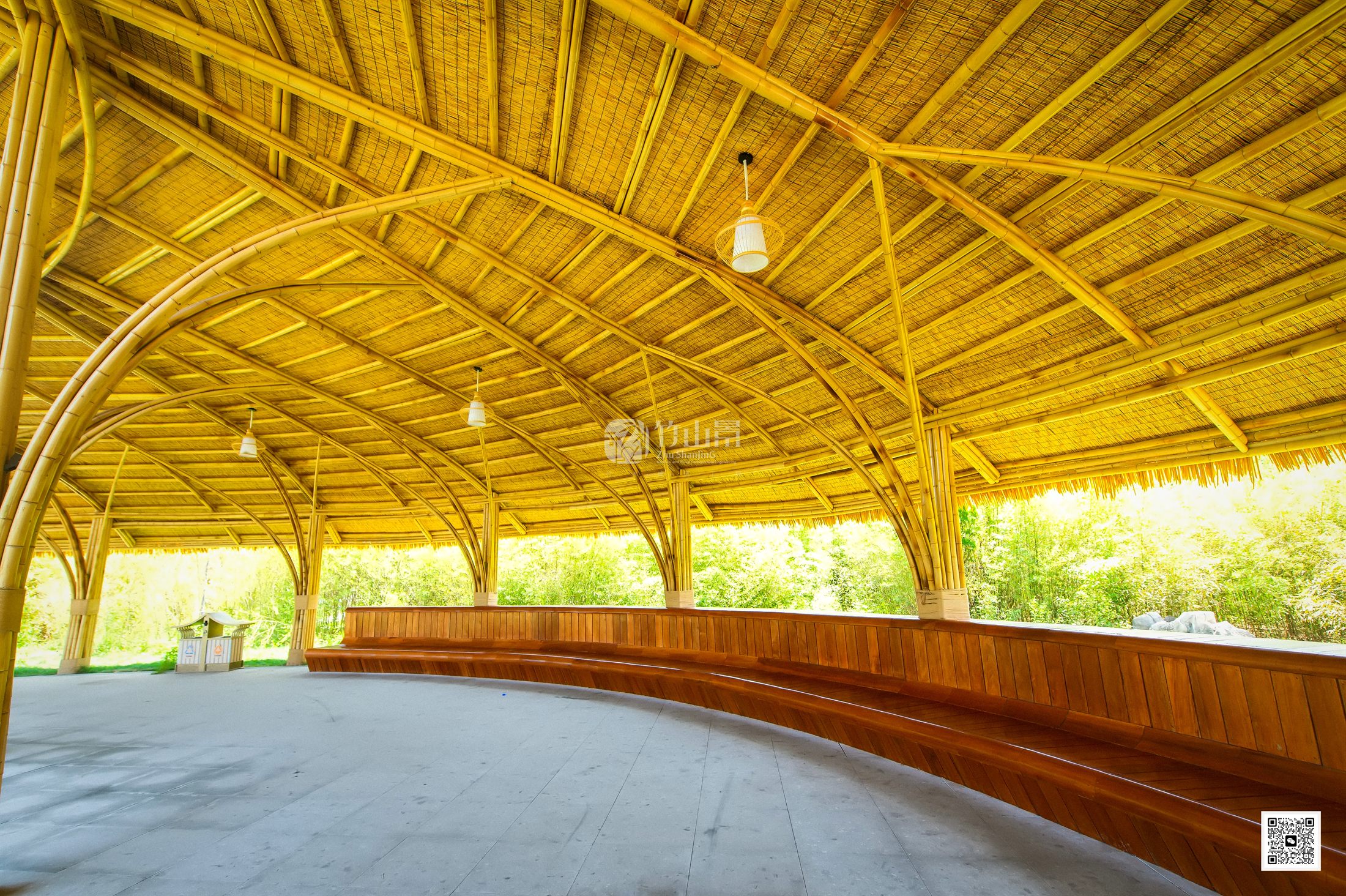 竹建筑室内屋面与座椅