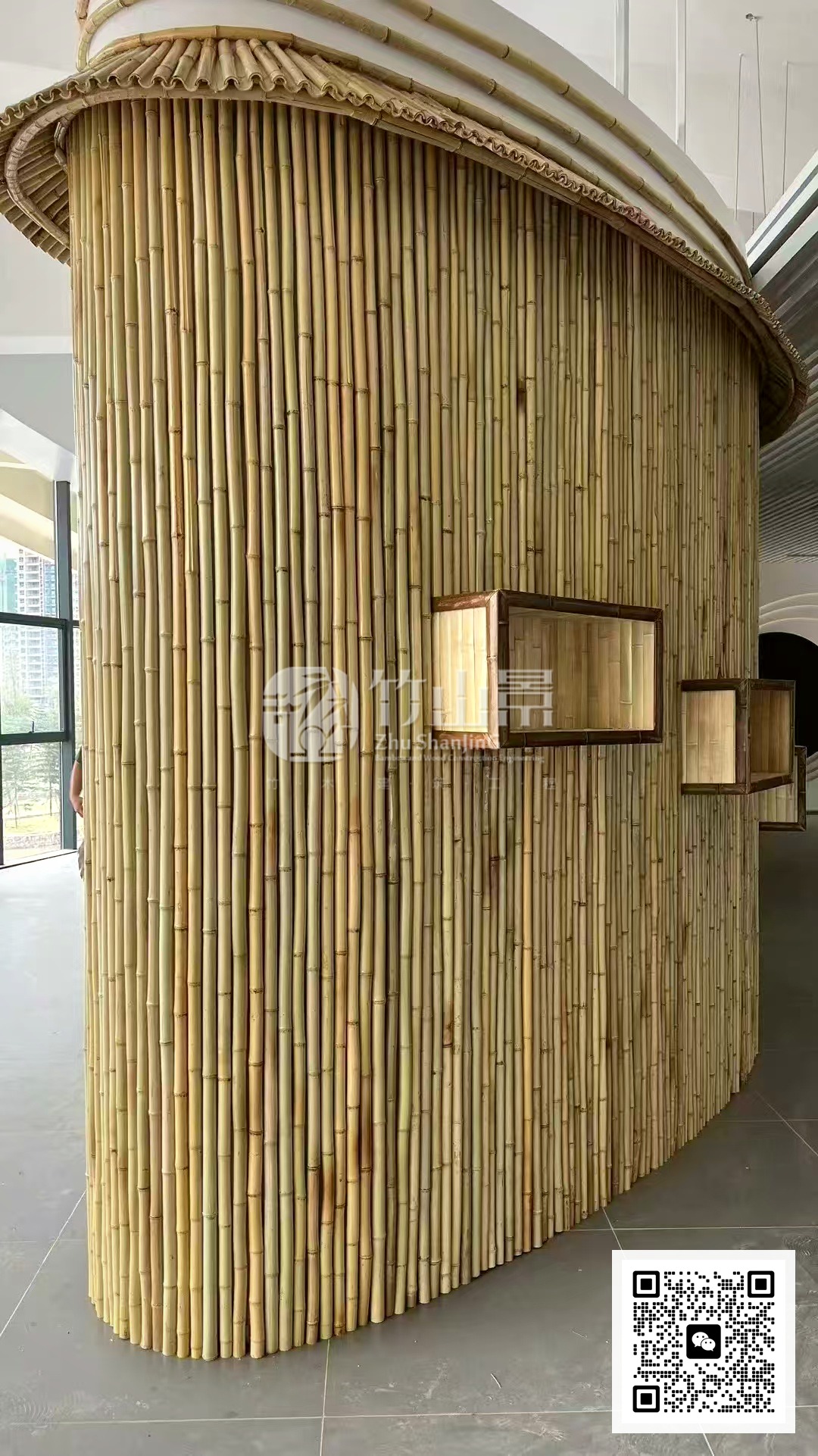 弧形原竹墙面装饰