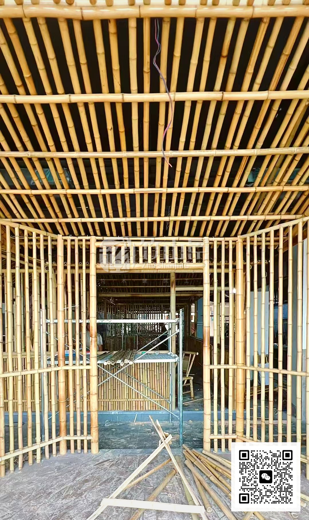 饭店室内竹吊顶与竹隔断施工过程
