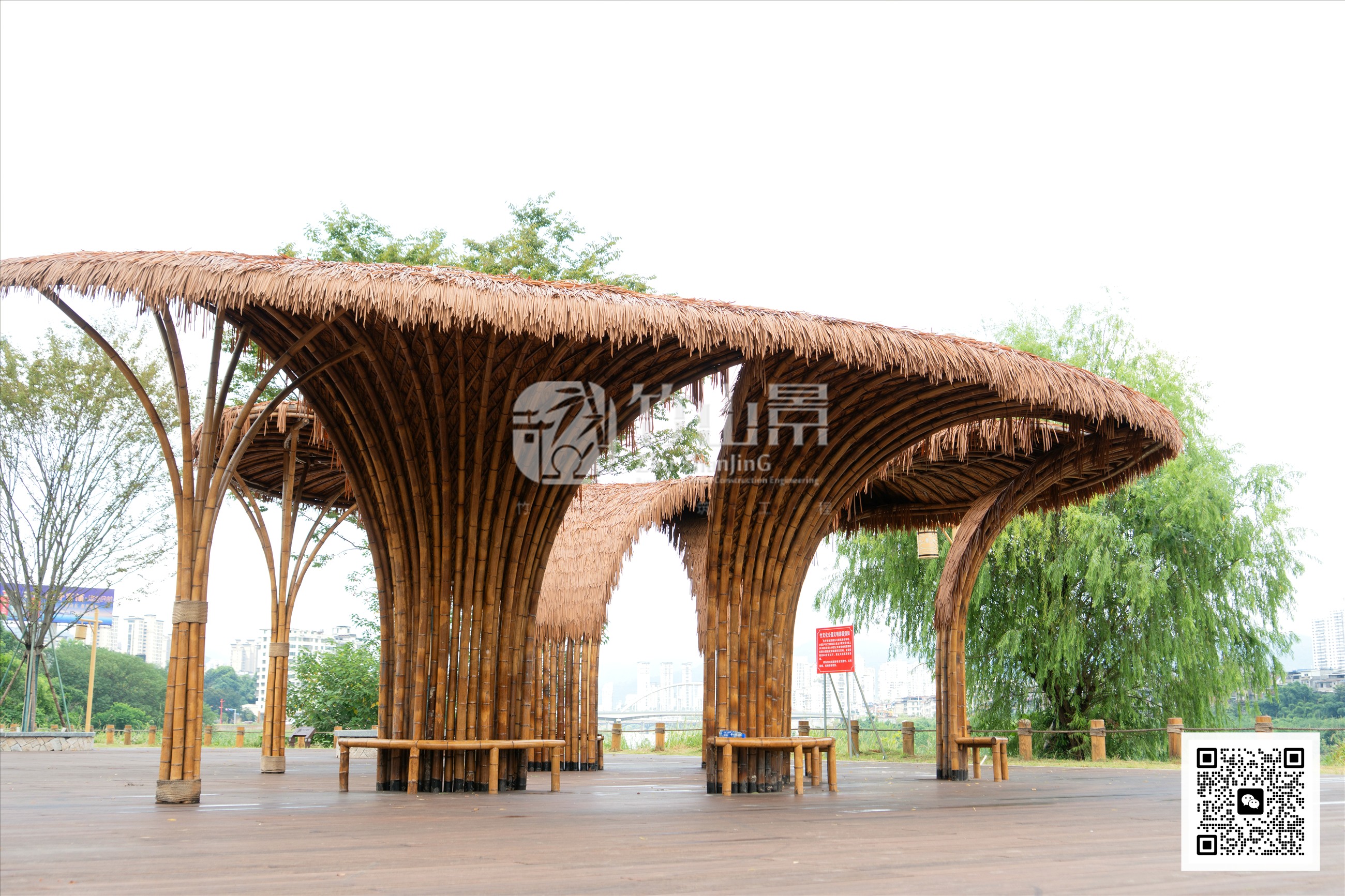 浙江杭州滨水竹建筑整体景观